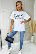 Load image into Gallery viewer, LUXE DIVA Ladies Short Sleeve Paris Print Oversized T-Shirt Top
