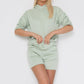 LUXE DIVA Women's Ruched Sleeve Hooded Short Set Summer