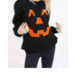 LUXE DIVA Pumpkin Face Knitted Halloween Jumper for Women in Black & Orange Round Neck Long Sleeve Top Women's Halloween Pumpkin Face Knitted Jumper Ladies Plus Size Sweater UK 8-22