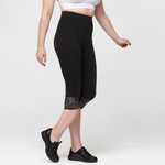 Load image into Gallery viewer, LUXE DIVA Women&#39;s Plus Size Lace Trim Capri Leggings Stretch Crop Leggings Summer Tights PantsS-3XL
