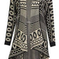 LUXE DIVA Ladies Women Long Sleeves Aztec Print Frill Waterfall Knitted Cardigan 8-16