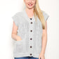 LADIES SLEEVELESS 5 BUTTON WAISTCOAT KNITTED 2 POCKETS V/NECK SELF COLOUR KNITWEAR FRONT PATTERN W/COAT ALL YEAR ROUND WEAR