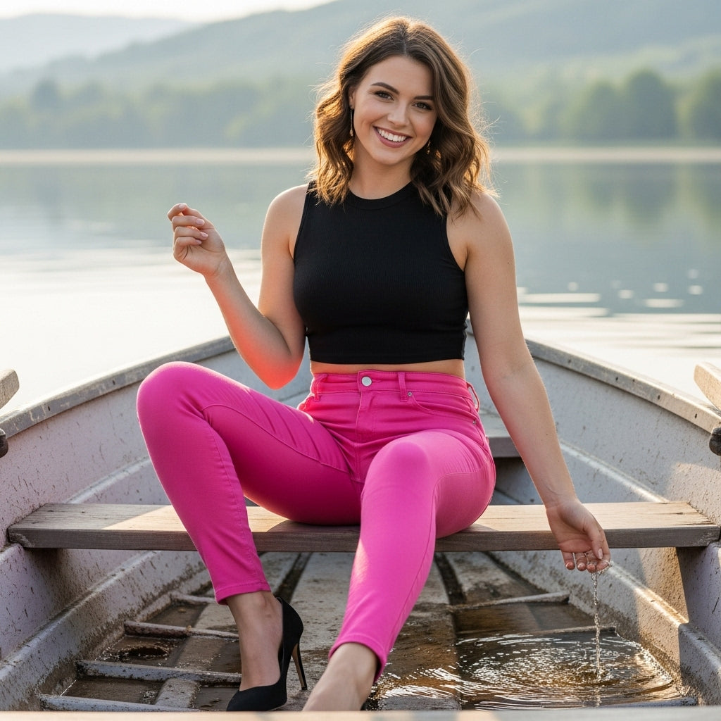 LUXE DIVA Women’s High-Waisted Skinny Jeggings – Stretchable Plain Black Denim Leggings with Pockets, Slim Fit Jeans Pants for Ladies & Girls, Size 8-22