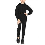 Load image into Gallery viewer, Girls Crop Set Kids Zip Hooded Crop Jogging Tracksuit -
