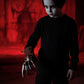 LUXE DIVA Men's Halloween Costume Red Green Stripe Knitted Jumper Explore Hat Scary Mask & Claw Hand Glove Halloween Cosplay Horror Fancy Dress Costume Suit Sweater+Top+Hat+Mask+Glove For Adult