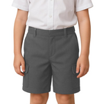 Load image into Gallery viewer, LUXE DIVA Boys School Uniform Cargo Shorts, Teflon-Coated Plain Elasticated Waist Boys Shorts with Zip and Clip Fastening, Black &amp; Grey Uniform Summer Short Pants, Ages 3-13 Years
