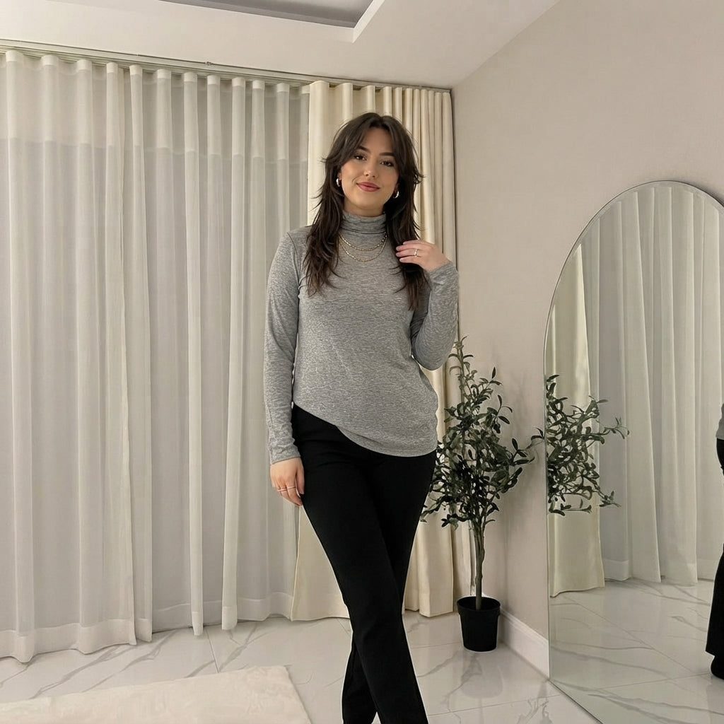 LUXE DIVA Women’s Plus Size Polo Roll Neck Jumper