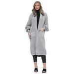 Load image into Gallery viewer, Ladies Oversized Long Cardigan Balloon Sleeve Chunky Ribbed Open Knitted Maxi Jumper Ladies Maxi Knitted Puff Sleeve 2 Pocket Cardigan Boyfriend Sweater Top UK One Size
