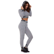 LUXE DIVA Women's camouflage hooded cropped jogging suit