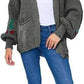 LUXE DIVA Womens Knitted Cherry Print Balloon Sleeves Cardigan