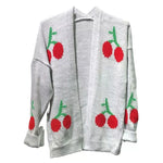 Load image into Gallery viewer, LUXE DIVA Womens Long Sleeve Cherries Print Open Front Knitted Jumper Cardigan 8-14

