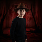 Load image into Gallery viewer, LUXE DIVA Kids Halloween Costume Red Green Stripe Knitted Jumper Explore Hat Scary Mask &amp; Claw Hand Glove Halloween Cosplay Horror Fancy Dress Costume Suit Sweater+Top+Hat+Mask+Glove For Kids

