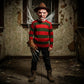 LUXE DIVA Men's Halloween Costume Red Green Stripe Knitted Jumper Explore Hat Scary Mask & Claw Hand Glove Halloween Cosplay Horror Fancy Dress Costume Suit Sweater+Top+Hat+Mask+Glove For Adult