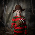 Load image into Gallery viewer, LUXE DIVA Kids Halloween Costume Red Green Stripe Knitted Jumper Explore Hat Scary Mask &amp; Claw Hand Glove Halloween Cosplay Horror Fancy Dress Costume Suit Sweater+Top+Hat+Mask+Glove For Kids
