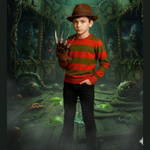 Load image into Gallery viewer, LUXE DIVA Kids Halloween Costume Red Green Stripe Knitted Jumper Explore Hat Scary Mask &amp; Claw Hand Glove Halloween Cosplay Horror Fancy Dress Costume Suit Sweater+Top+Hat+Mask+Glove For Kids
