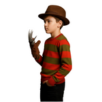 Load image into Gallery viewer, LUXE DIVA Kids Halloween Costume Red Green Stripe Knitted Jumper Explore Hat Scary Mask &amp; Claw Hand Glove Halloween Cosplay Horror Fancy Dress Costume Suit Sweater+Top+Hat+Mask+Glove For Kids
