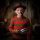 LUXE DIVA Men's Halloween Costume Red Green Stripe Knitted Jumper Explore Hat Scary Mask & Claw Hand Glove Halloween Cosplay Horror Fancy Dress Costume Suit Sweater+Top+Hat+Mask+Glove For Adult