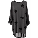 Load image into Gallery viewer, Italian Womens Ladies Batwing Stars Print High Low Hem
