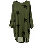 Load image into Gallery viewer, Italian Womens Ladies Batwing Stars Print High Low Hem
