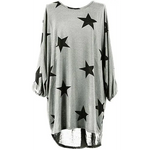Load image into Gallery viewer, Italian Womens Ladies Batwing Stars Print High Low Hem
