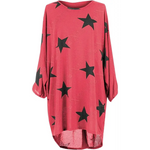 Load image into Gallery viewer, Italian Womens Ladies Batwing Stars Print High Low Hem
