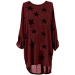 Load image into Gallery viewer, Italian Womens Ladies Batwing Stars Print High Low Hem
