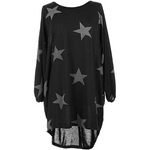 Load image into Gallery viewer, Italian Womens Ladies Batwing Stars Print High Low Hem
