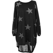 Italian Womens Ladies Batwing Stars Print High Low Hem