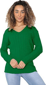 Load image into Gallery viewer, LUXE DIVA Women’s Long Sleeve V Neck Chunky Cable Knit Jumper for Ladies Casual Pullover Sweater for Women UK Size 8-22
