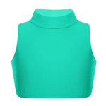 Load image into Gallery viewer, LUXE DIVA Girls Gymnastics Crop Tops – Kids Sleeveless Turtle Neck Crop Top for Dance, Yoga, Sports, Running – Plain Summer Vest Activewear for Girls Ages 5-13 Years

