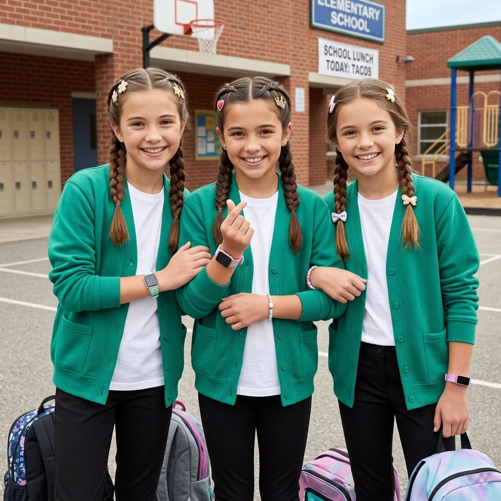 LUXE DIVA  Girls Pack of 3 School Cardigans Long Sleeve Stretchy Smart Cardigans Ages 3-13 Years