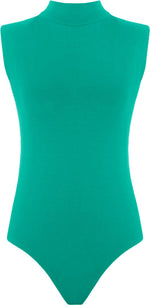 Load image into Gallery viewer, Womens Polo Turtle Neck Bodysuit Ladies Sleeveless Leotard Plain Stretchy Plunge Casual Party T-Shirt Top Sizes 16-22
