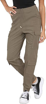Load image into Gallery viewer, Ladies Cargo Combat Wide Leg Pants Elastic Waist 6 Pockets Work Casual Trousers
