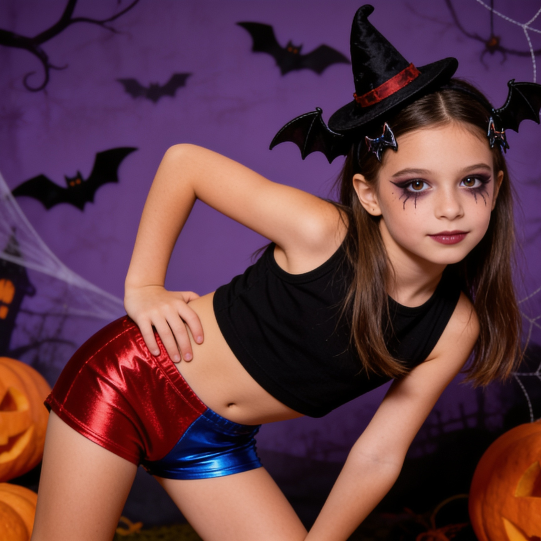 LUXE DIVA Women's Crop Top Hot Pants Leggings Vest & Skirt Set Halloween Fancy Dress Outfit