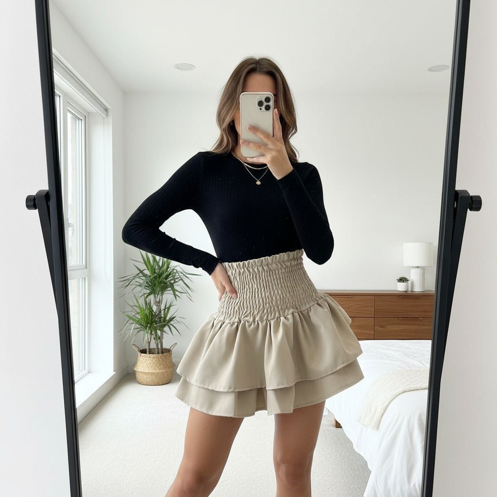 Ladies Frill RARA Mini Skirt, High Elasticated Waist Check Pleated Skirt, Elegant Women Tartan Short Skirts Size 8 - 14 - LUXE DIVALadies Frill RARA Mini Skirt, High Elasticated Waist Check Pleated Skirt, Elegant Women Tartan Short Skirts Size 8 - 14LUXE DIVALUXE DIVAFrilMiniRaraSkirtStone SMLadies Frill RARA Mini Skirt, High Elasticated Waist Check Pleated Skirt, Elegant Women Tartan Short Skirts Size 8 - 148 - 10stone