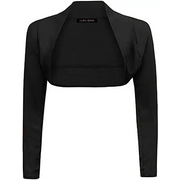 Ladies Plain Long Sleeve Bolero Shrug Crop Top Cropped