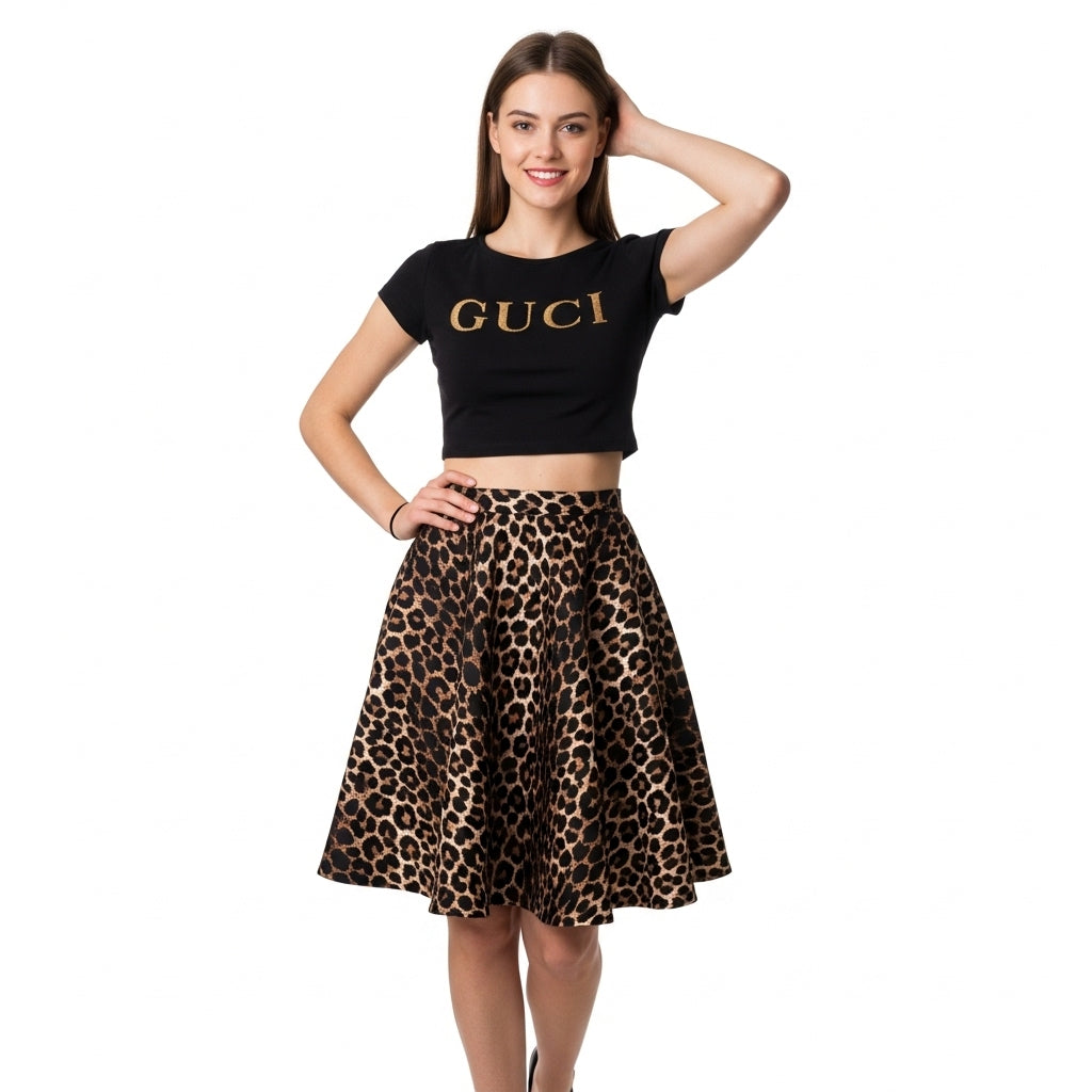 LUXE DIVA Women's Plus Size Flared Skater Skirt – Plain, Stretchy, Elastic Waist Casual Short Skirt for Ladies – UK Sizes 14 to 28 Summer Wear