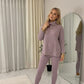 LUXE DIVA Women's Chunky Knit Polo Neck Two Piece Lounge Set