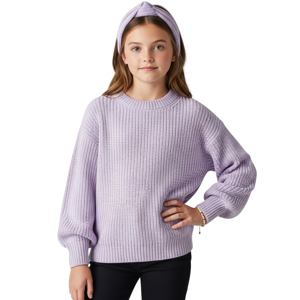 LUXE DIVA Kids Unisex Chunky Fisherman Knit Jumper – Girls Boys Long Sleeve Warm Winter Pullover Sweater – Soft Thick Cable Knit Knitwear