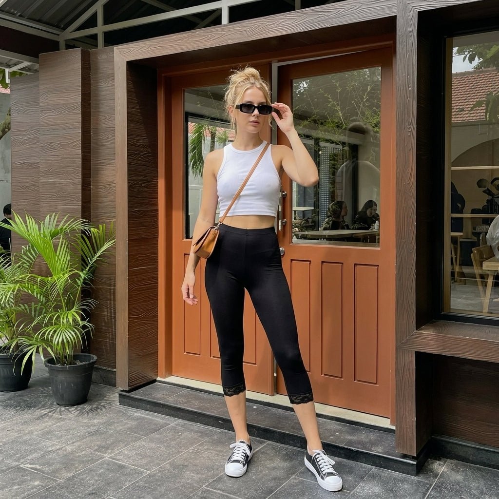 LUXE DIVA 3/4 Capri Lace Trim Leggings - LUXE DIVALUXE DIVA 3/4 Capri Lace Trim Leggings3/4 Capri Lace Trim LeggingsLUXE DIVALUXE DIVA3/4LaceTrmLegBlk8-10LUXE DIVA 3/4 Capri Lace Trim Leggings8-10Black