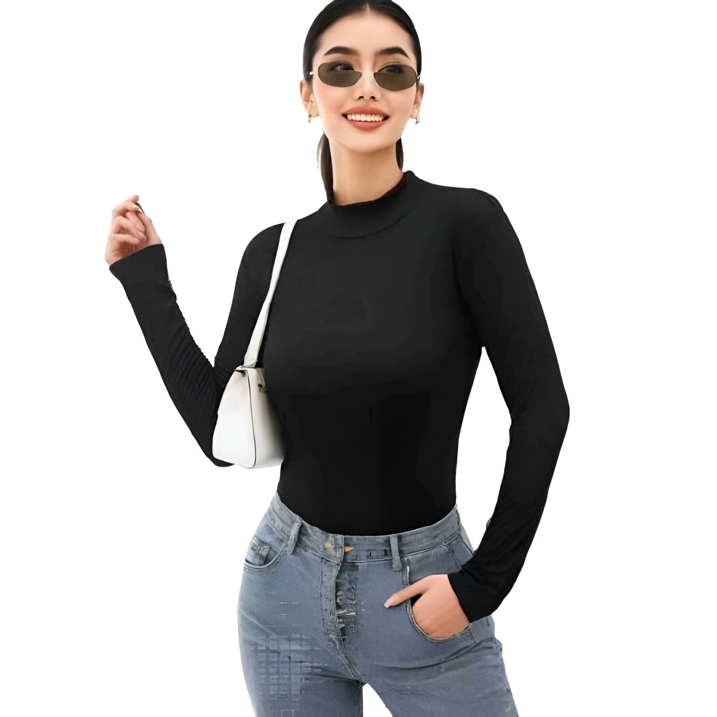 LUXE DIVA Bodysuit for Women Mock Turtle Neck Long Sleeve Tops Slim Fit Basic Stretch Soft Bodysuit Jumpsuit - LUXE DIVALUXE DIVA Bodysuit for Women Mock Turtle Neck Long Sleeve Tops Slim Fit Basic Stretch Soft Bodysuit JumpsuitBodysuitLUXE DIVALUXE DIVALSPNBdysutBlkSMLUXE DIVA Bodysuit for Women Mock Turtle Neck Long Sleeve Tops Slim Fit Basic Stretch Soft Bodysuit JumpsuitSMBlack