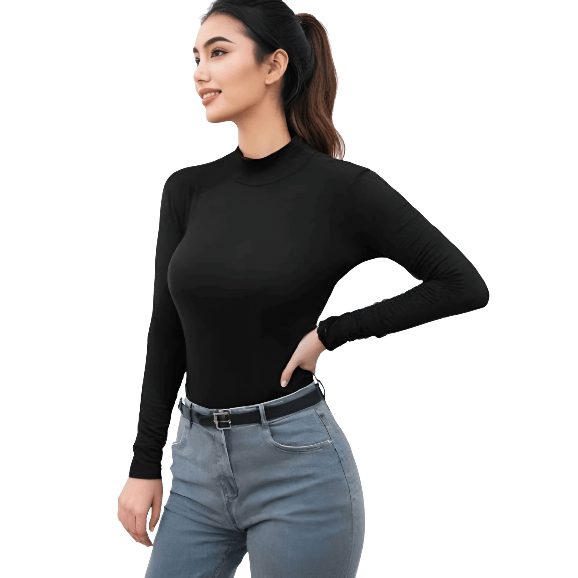 LUXE DIVA Bodysuit for Women Mock Turtle Neck Long Sleeve Tops Slim Fit Basic Stretch Soft Bodysuit Jumpsuit - LUXE DIVALUXE DIVA Bodysuit for Women Mock Turtle Neck Long Sleeve Tops Slim Fit Basic Stretch Soft Bodysuit JumpsuitBodysuitLUXE DIVALUXE DIVALSPNBdysutBlkSMLUXE DIVA Bodysuit for Women Mock Turtle Neck Long Sleeve Tops Slim Fit Basic Stretch Soft Bodysuit JumpsuitSMBlack