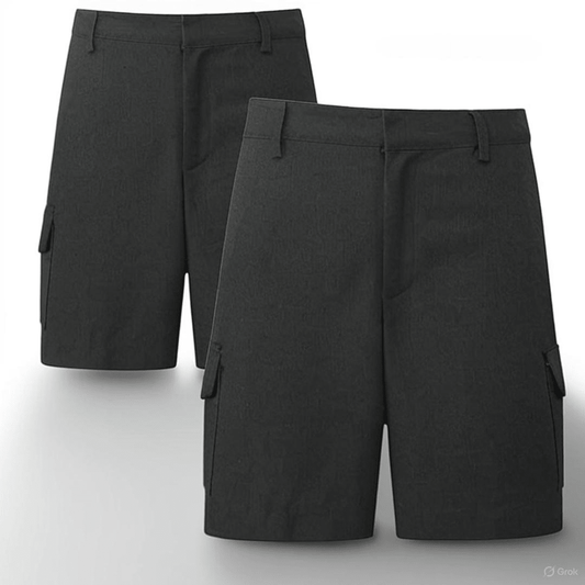 LUXE DIVA Boys School Uniform Cargo Shorts, Teflon - Coated Plain Elasticated Waist Boys Shorts with Zip and Clip Fastening, Black & Grey Uniform Summer Short Pants, Ages 3 - 13 Years - LUXE DIVALUXE DIVA Boys School Uniform Cargo Shorts, Teflon - Coated Plain Elasticated Waist Boys Shorts with Zip and Clip Fastening, Black & Grey Uniform Summer Short Pants, Ages 3 - 13 YearsCargo ShortLUXE DIVALUXE DIVABoysCargoShortBlk3-4LUXE DIVA Boys School Uniform Cargo Shorts, Teflon - Coated Plain Elastic
