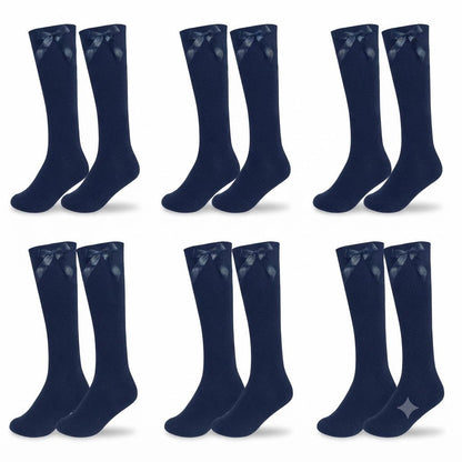 LUXE DIVA Cotton Rich Girls Knee High School Bow Socks Pack 3 6 12 - LUXE DIVALUXE DIVA Cotton Rich Girls Knee High School Bow Socks Pack 3 6 12Knee SocksLUXE DIVALUXE DIVAP6KneHiBowSockNvy2-3LUXE DIVA Cotton Rich Girls Knee High School Bow Socks Pack 3 6 122-3Navy Pack OF 6