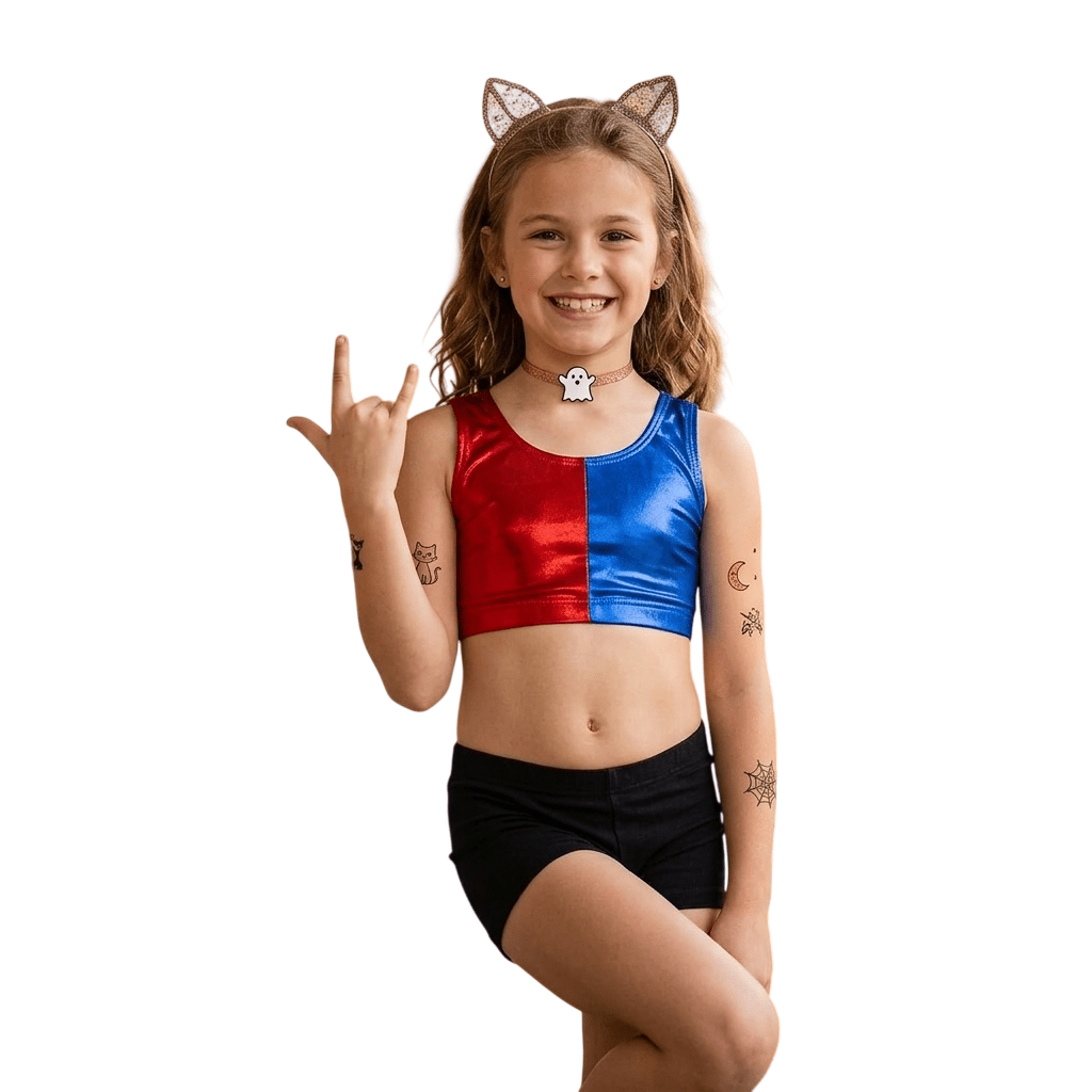 LUXE DIVA Crop top,Hotpant,Legging & Vest Crop Top and Hot Pants Set - LUXE DIVALUXE DIVA Crop top,Hotpant,Legging & Vest Crop Top and Hot Pants SetMetallic setLUXE DIVALUXE DIVALUXE DIVA Crop top,Hotpant,Legging & Vest Crop Top and Hot Pants Set3-4 yearsVest & Legging