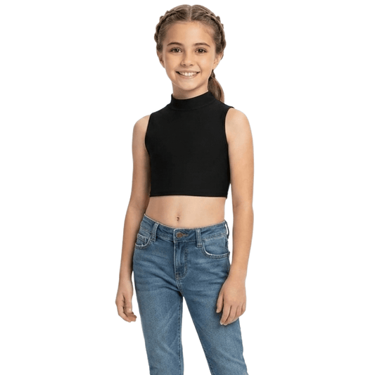 LUXE DIVA Girls Mock Neck Crop Top for Dance & Sports - LUXE DIVALUXE DIVA Girls Mock Neck Crop Top for Dance & SportsLUXE DIVALUXE DIVASLPMcropTopBlack3-4LUXE DIVA Girls Mock Neck Crop Top for Dance & Sports3-4 yearsBlack
