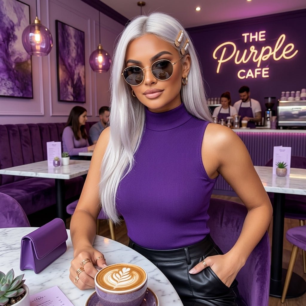 LUXE DIVA High Turtle Polo Neck Vest Top - LUXE DIVALUXE DIVA High Turtle Polo Neck Vest TopHigh Turtle Polo Neck Vest TopLUXE DIVALUXE DIVASLPoloTshirtPurSMLUXE DIVA High Turtle Polo Neck Vest Top8-10Purple