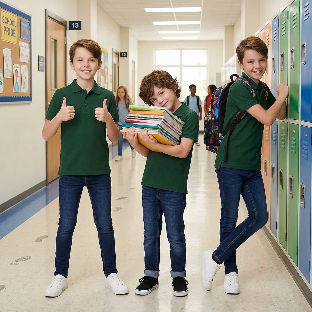 luxe diva kids Summer Short Sleeve School T-Shirts - LUXE DIVAluxe diva kids Summer Short Sleeve School T-ShirtsLUXE DIVALUXE DIVAPx3PoloTshirtBGreen3-4luxe diva kids Summer Short Sleeve School T-Shirts3-4 YearsPack of 3 Bottle Green