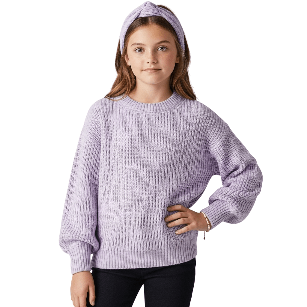 LUXE DIVA Kids Unisex Chunky Fisherman Knit Jumper – Girls Boys Long Sleeve Warm Winter Pullover Sweater – Soft Thick Cable Knit Knitwear - LUXE DIVALUXE DIVA Kids Unisex Chunky Fisherman Knit Jumper – Girls Boys Long Sleeve Warm Winter Pullover Sweater – Soft Thick Cable Knit KnitwearSweaterLUXE DIVALUXE DIVALSFishNetJumpLilac7-8LUXE DIVA Kids Unisex Chunky Fisherman Knit Jumper – Girls Boys Long Sleeve Warm Winter Pullover Sweater – Soft Thick Cable Knit Knitwear7 - 8 YearsLilac