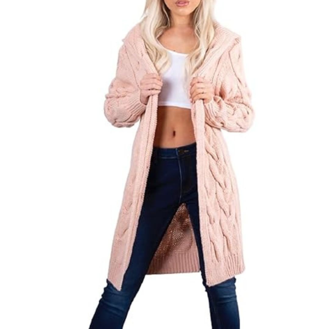 LUXE DIVA LADIES CABLE ALL - OVER HOODED ITALIAN KNITTED OPEN FRONT STYLE CARDIGAN - LUXE DIVALUXE DIVA LADIES CABLE ALL - OVER HOODED ITALIAN KNITTED OPEN FRONT STYLE CARDIGANOversize CoatLUXE DIVALUXE DIVALSHodKnitLongCardiCream8-14LUXE DIVA LADIES CABLE ALL - OVER HOODED ITALIAN KNITTED OPEN FRONT STYLE CARDIGANOne Size 8 - 14cream